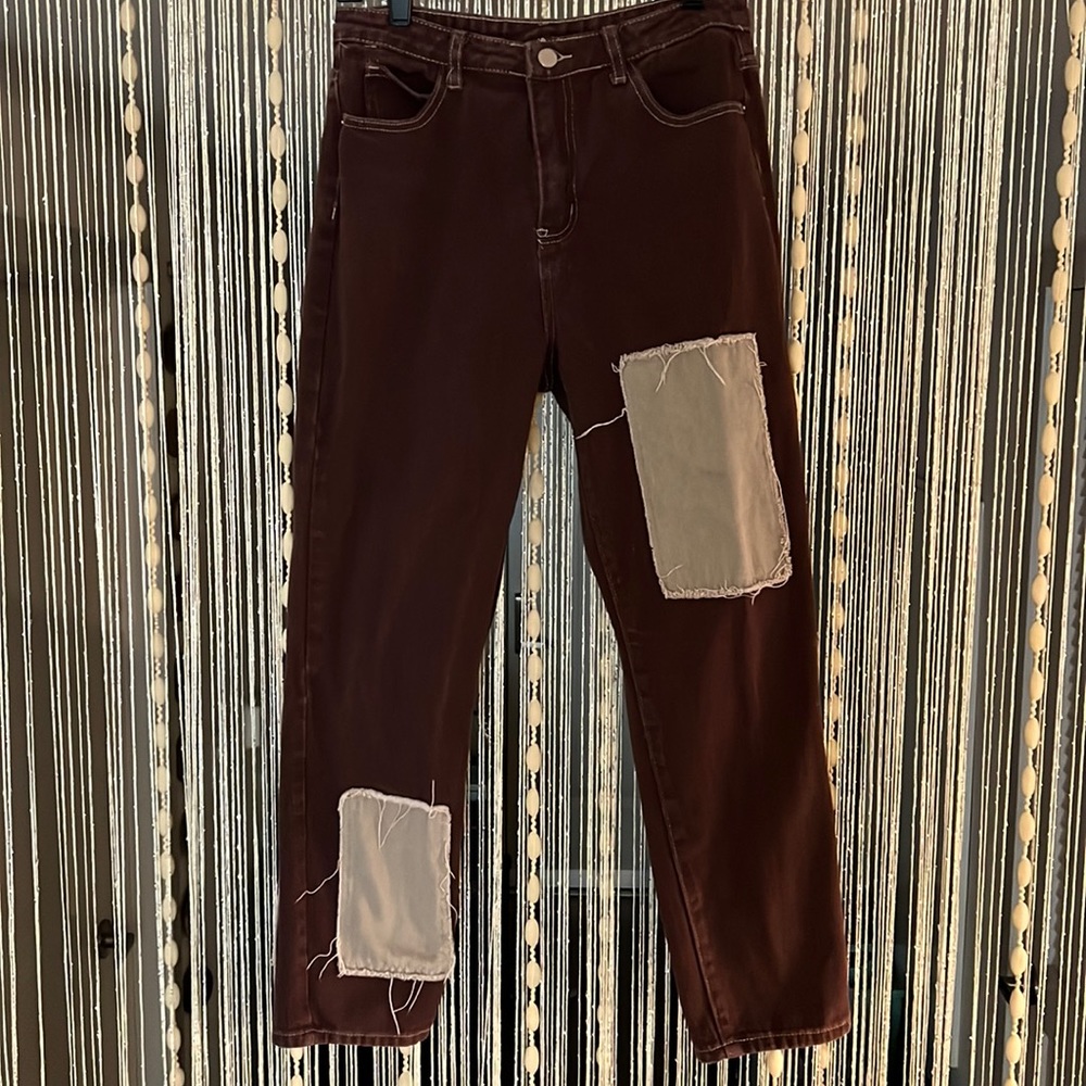 SHEIN Bleach Wash Ripped Spliced Jeans